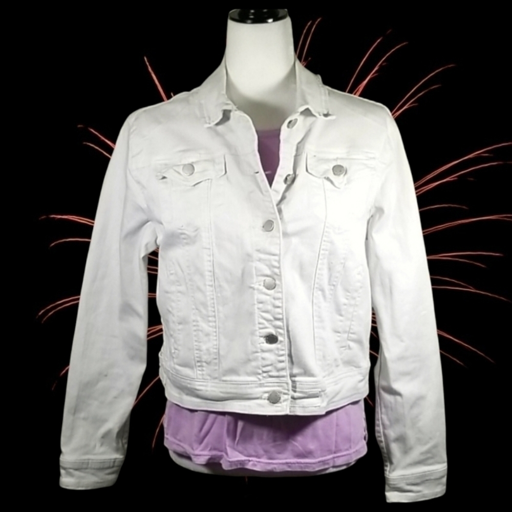Velvet Heart White Denim Jacket